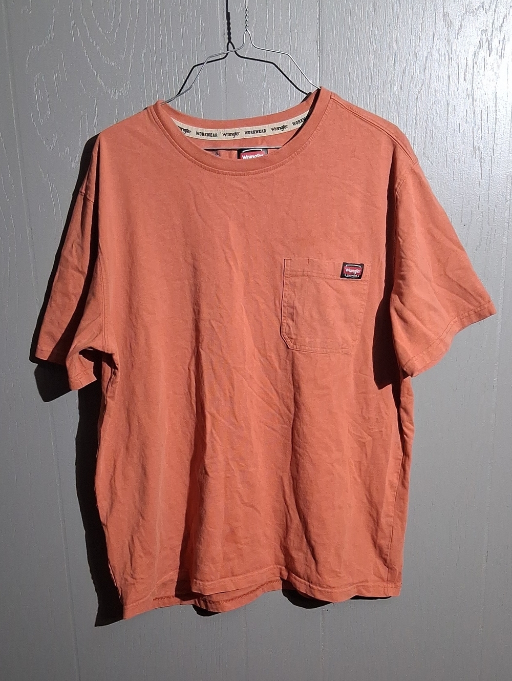 Wrangler Short Sleeve Pocket Tee in Coral Orange